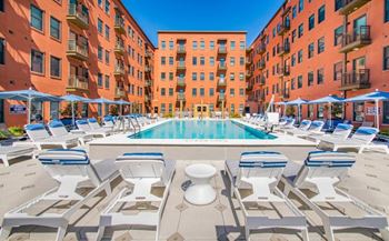 Blue Cool Swimming Pool at The Baxly Apartments in Savannah GA 31401