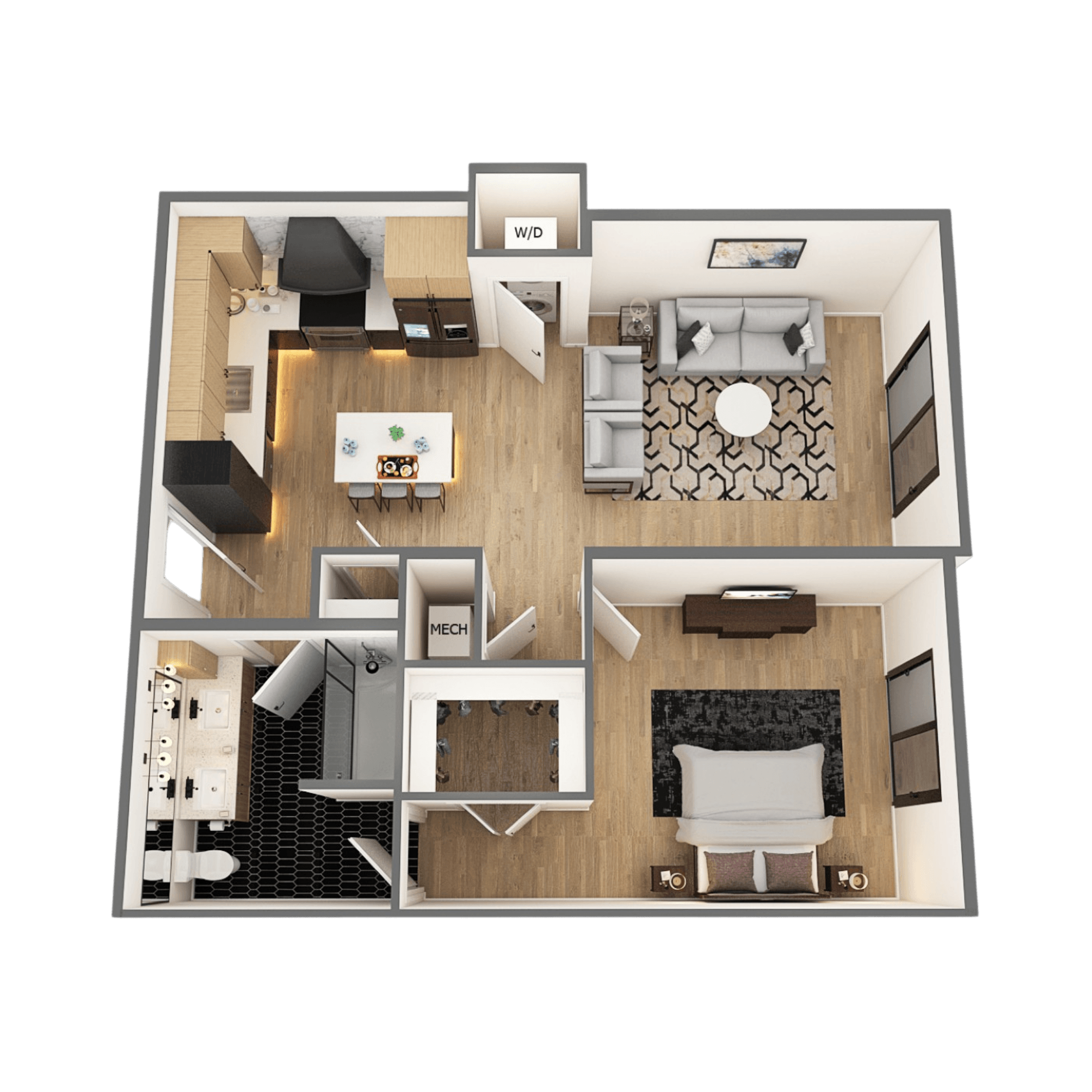 Bow Bridge Floor Plan at Chelsea Apartments, St Louis, MO, 63112