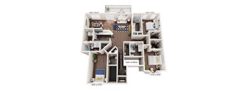 3Bed 3Bath Floor Plan at Bridgewater Apartments, Duluth, Georgia