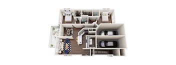 2Bed 2Bath Floor Plan at Bridgewater Apartments, Duluth, 30096
