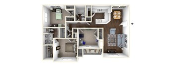 3 bedroom 2 bathroom C1 Floor Planat One Rocky Ridge Apartment, Georgia