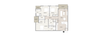 3 Bedroom 3 Bath Floor Plan at Carson Street Towers, Overland Park, KS, 66223