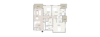 3 Bedroom Floor Plan at Carson Street Towers, Overland Park, KS 66223