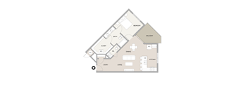 1 Bed 1.5 Bath Floor Plan at Carson Street Towers, Kansas, 66223