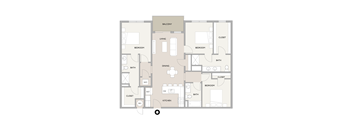3 Bedroom 3 Bathroom Floor Plan at Carson Street Towers, Overland Park, KS
