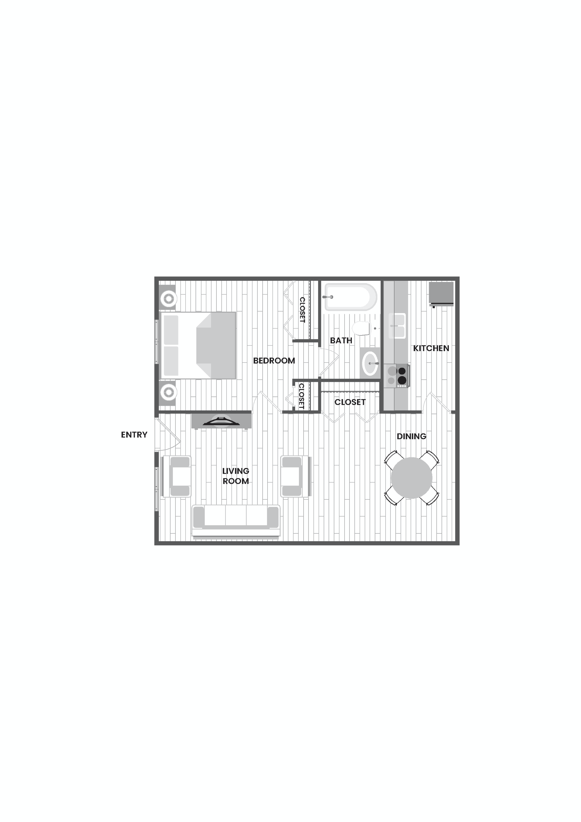 1 Bedroom Floor Plan at Century Apartments, Tennessee, 38117