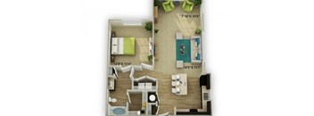1 bed 1 bath Chatham with Sunroom Floor Plan at Legends at Chatham Apartments, Savannah