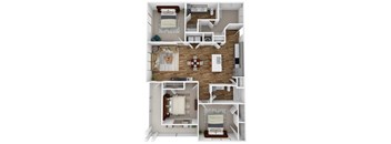 3 Bed 2 Bath Floor Plan a 3d rendering of our 1 bedroom apartment at princeton court apartments in dallas  at City Place, Memphis, 38125
