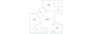 Alpine floorplan 2 bed 2 bath 1104 sq ft  The Dartmouth North Hills Apartments Raleigh NC 27609