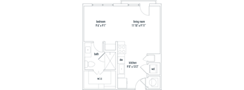 Auburn floorplan studio 1 bath 528 sq ft The Darmouth North Hills Apartments Raleigh NC 27609