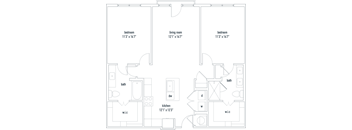 Imperial Floorplan 2 bed 2 bath 1136 sq ft  The Darmouth North Hills Apartments Raleigh NC 27609