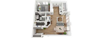 1 bedroom 1 bathroom floor plan G at Deca Apartments, Greenville