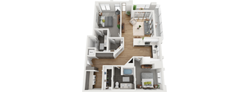 2 bedroom 2 bathroom floor plan H at Deca Apartments, Greenville, SC, 29601