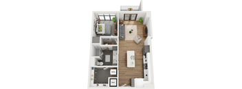 1 bedroom 1 bathroom floor plan D at Deca Apartments, Greenville, SC