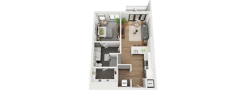 1 bedroom 1 bathroom floor plan C at Deca Apartments, Greenville, SC, 29601