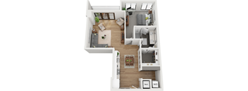 1 bedroom 1 bathroom floor plan F at Deca Apartments, Greenville, South Carolina