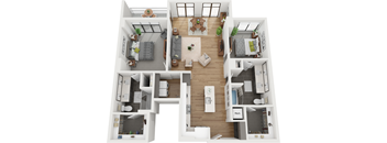 2 bedroom 2 bathroom floor plan I at Deca Apartments, Greenville, 29601