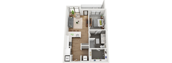 1 bedroom 1 bathroom floor plan A at Deca Apartments, South Carolina