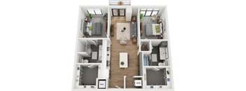 2 bedroom 2 bathroom floor plan at Deca Apartments, South Carolina, 29601