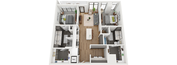 2 bedroom 2 bathroom floor plan A at Deca Apartments, Greenville, SC, 29601