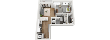Studio floor plan at Deca Apartments, Greenville