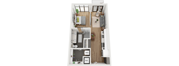 Studio floor plan at Deca Apartments, Greenville, South Carolina