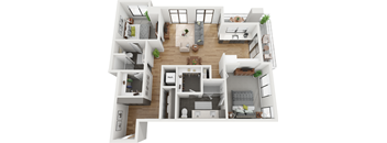 2 bedroom 2 bathroom floor plan D at Deca Apartments, Greenville, South Carolina