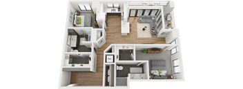 2 bedroom 2 bathroom floor plan G at Deca Apartments, South Carolina, 29601