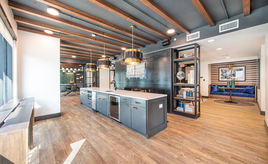 Kitchen lounge at Deca Apartments, Greenville, South Carolina