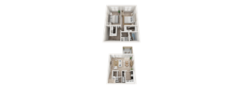 2 Bed 1 Bath Floorplan at Dunwoody Glen, Atlanta Georgia