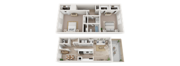 2 Bed 1.5 Bath Floorplan at Dunwoody Glen, Atlanta Georgia