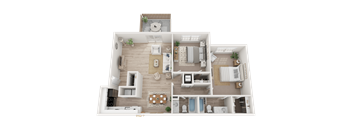2 Bed 2 Bath Floorplan A at Dunwoody Glen, Georgia