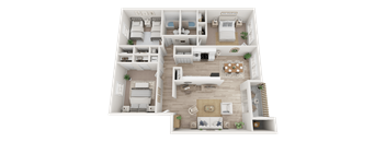 3 Bed 2 Bath Floorplan B at Dunwoody Glen, Atlanta, GA 30360