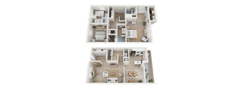 3 Bed 2 Bath Floorplan C at Dunwoody Glen, Georgia ,30360