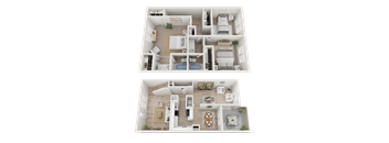 2.5 Bed 2 Bath Floorplan D at Dunwoody Glen, Atlanta, 30360