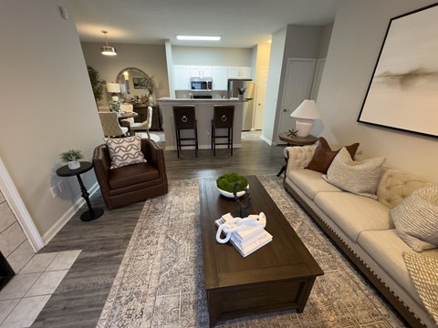 A living room with a couch at Enclave at Wolfchase Apartments, Memphis, Tennessee