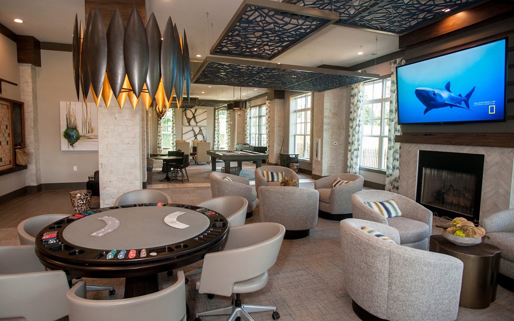 Game room at Fifth Street Place Apartments, Charlottesville, Virginia