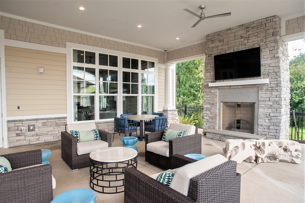 Clubhouse patio at Fifth Street Place Apartments, Charlottesville, 22903