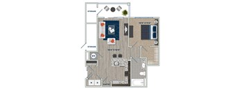 A1A Floor Plan at Fifth Street Place Apartments, Charlottesville, Virginia