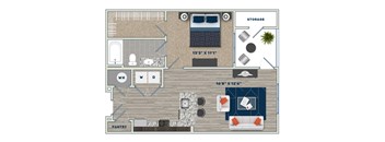 A1D Floor Plan at Fifth Street Place Apartments, Virginia