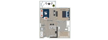 A1E Floor Plan at Fifth Street Place Apartments, Charlottesville, Virginia