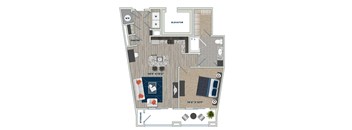 A1F Floor Plan at Fifth Street Place Apartments, Charlottesville