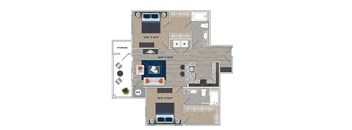 B2C Floor Plan at Fifth Street Place Apartments, Charlottesville, VA, 22903