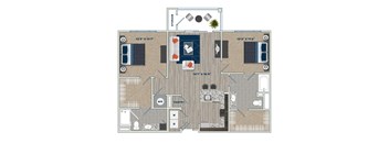 B2D Floor Plan at Fifth Street Place Apartments, Charlottesville, VA
