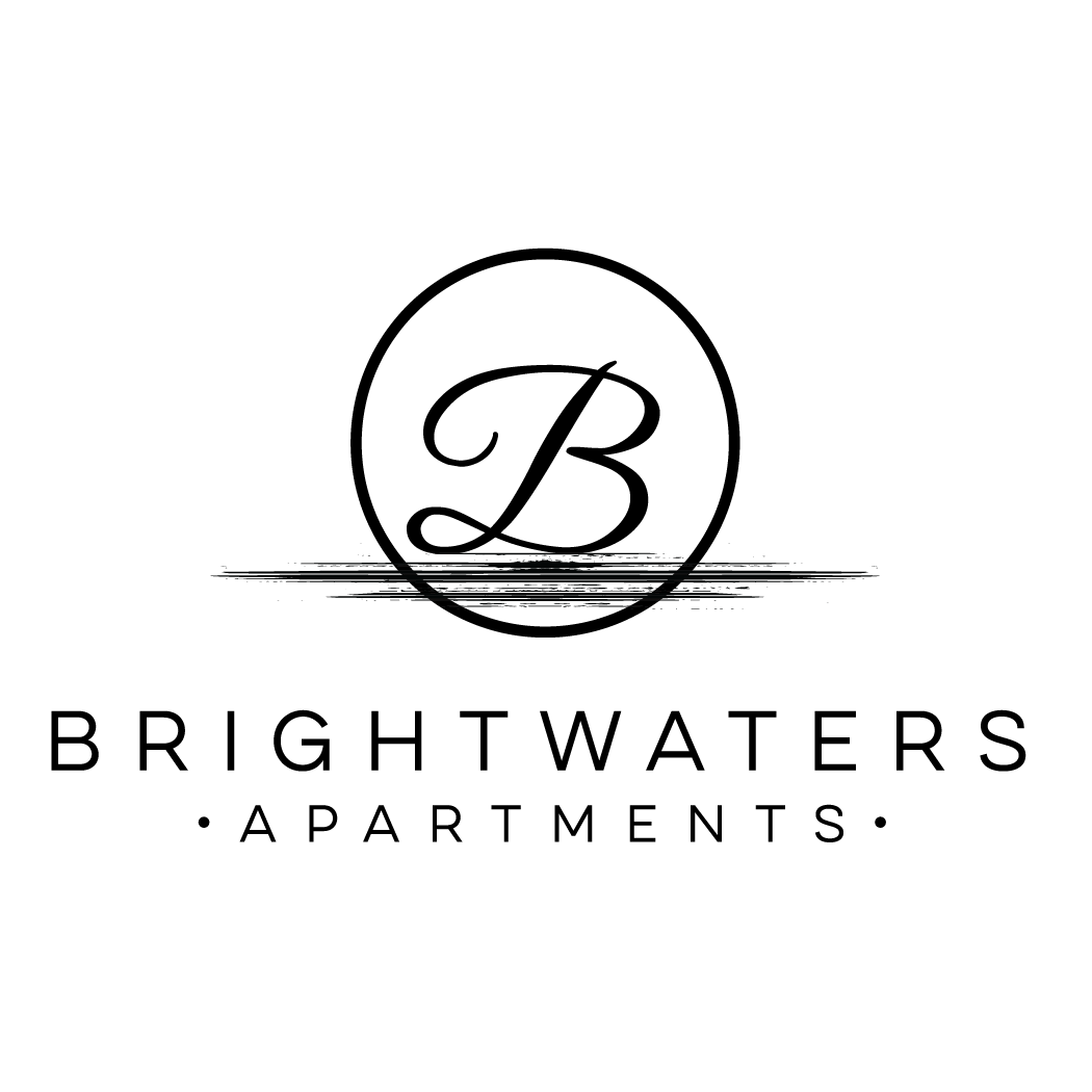 a black and white logo of a letter b in a circle at Brightwaters Apartments, Arkansas