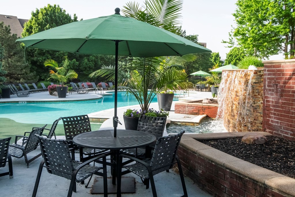 Poolside Shaded Patio at Cambridge Square, Overland Park, Kansas