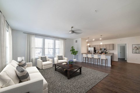 Living Area With Kitchen at Lakeland Town Square, Lakeland, Tennessee