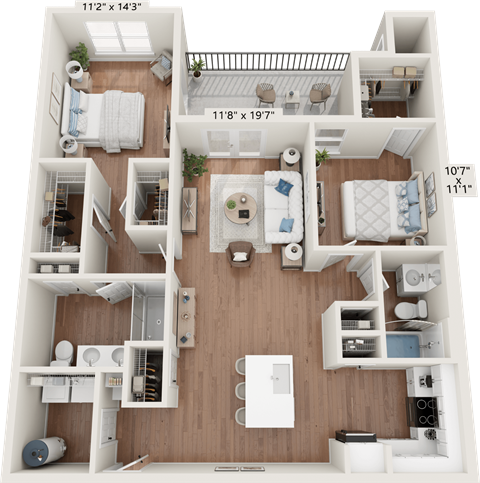 B2 Floor Plan at The One at Millington, Millington, 38053