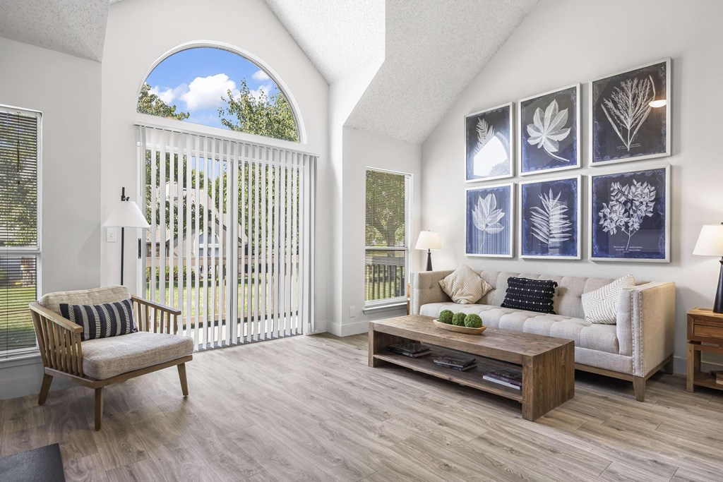 Living Area With Balcony at Pointe Royal, Overland Park, KS