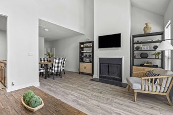 Living Area With Fireplace at Pointe Royal, Overland Park, 66213